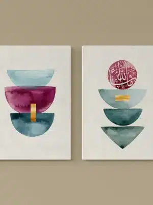 Elegant Arabic calligraphy canvas featuring ‘Masha’Allah’ in Thuluth script, Modern Islamic Minimalist Wall Art in UAE